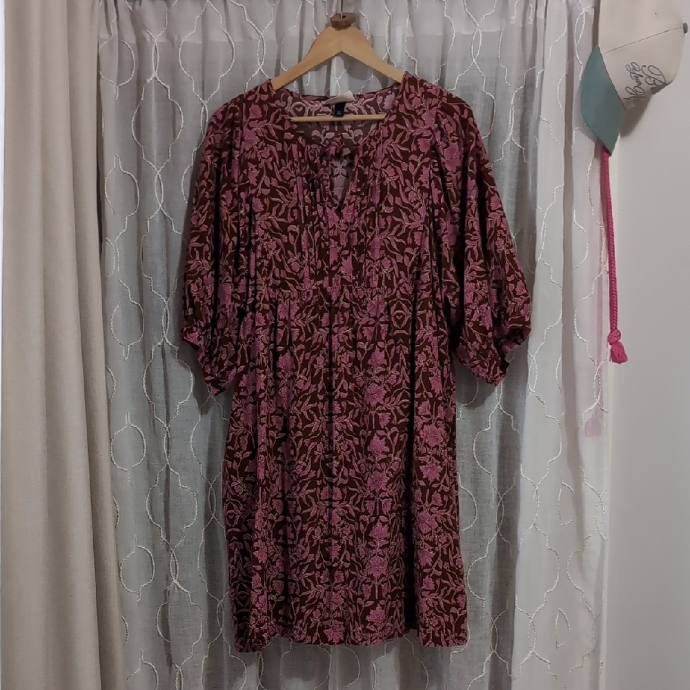 Universal Thread Target XXL Pink Red Floral Puff Sleeve Summer Dress
